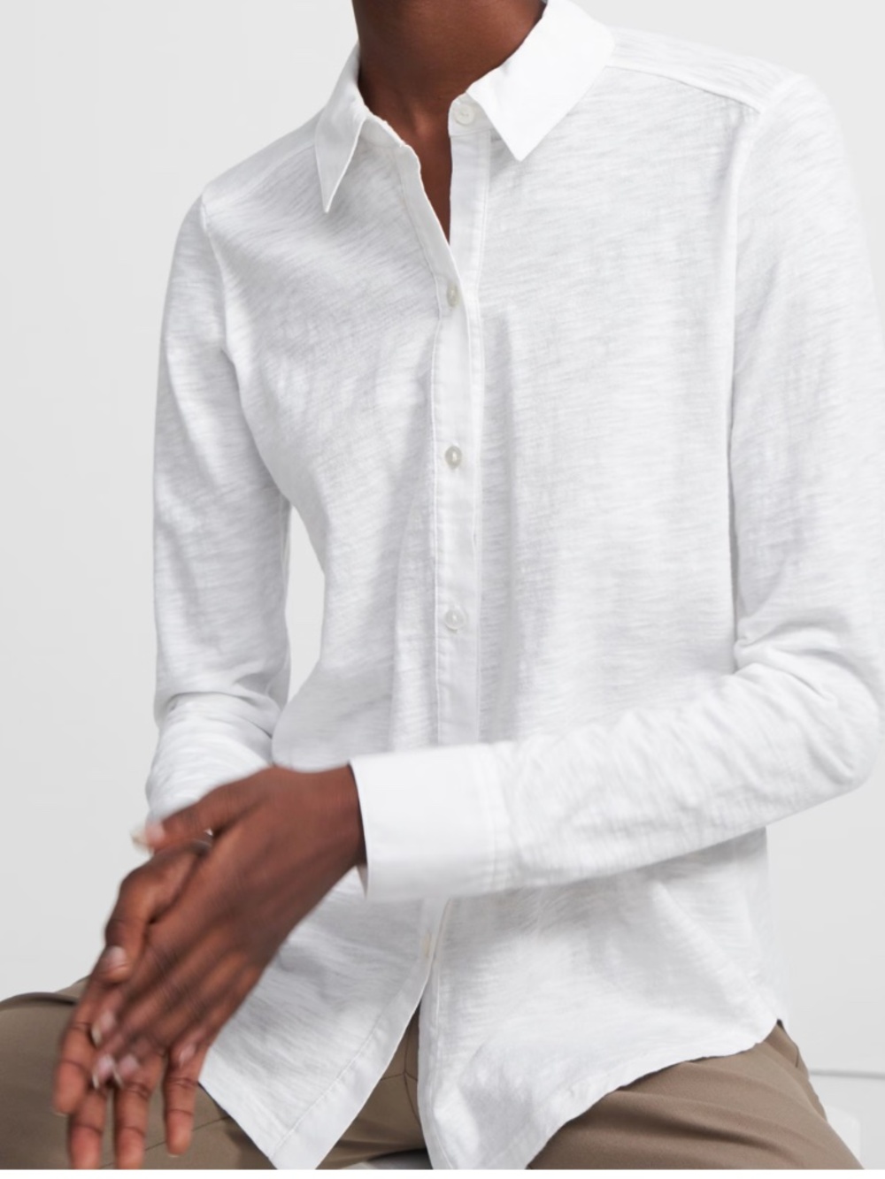Theory White Classic Cotton-jersey Button Up Shirt